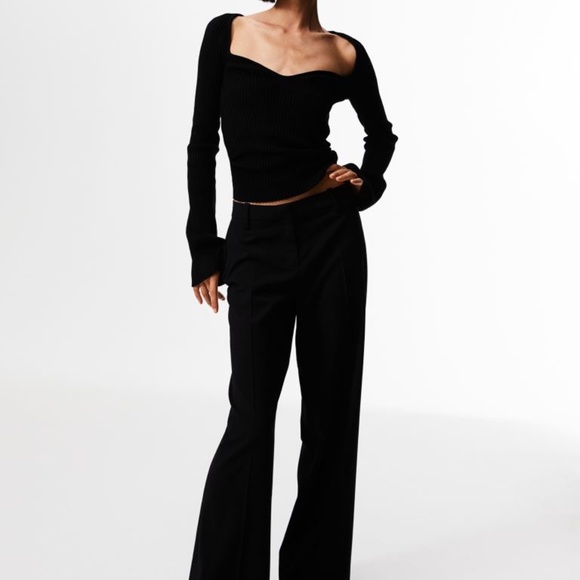 H&M NWOT BUSTIER STYLE TOP TRENDY LONG SLEEVE BLACK SIZE SMALL US EU S NEW TAGS - Picture 4 of 13